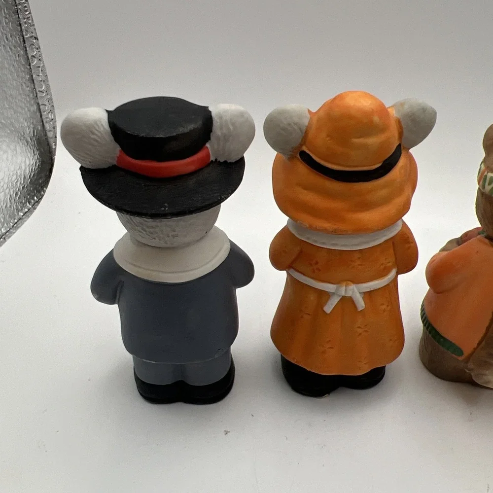 Vintage Brinn's Woodland Animals Thanksgiving Figurines Set of 6 Mice Skunk Bear